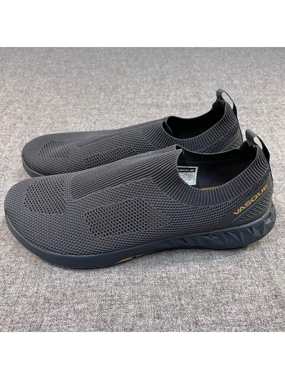 Vasque Satoru Moc slip-on shoes, dark gray, breathable knit upper 10.5/43.5